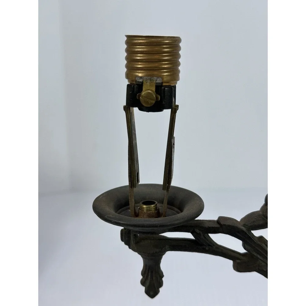 Vintage Art Deco Nouveau Gothic Candelabra Cast Iron Table Lamp No Wiring